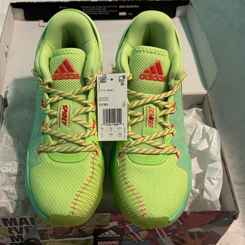 Adidas Spider-man D.O.N Issue #2 Sneakers - Neon Green and Red